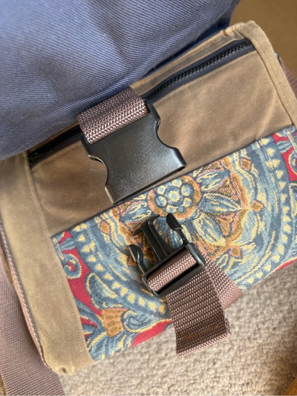 Leather and Tapestry Camera Bag